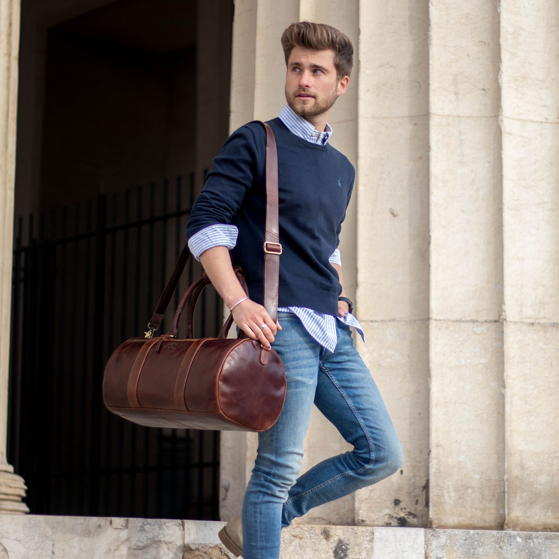 Sac de voyage homme en cuir marron